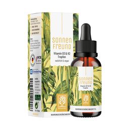 Vitamin D3 K2 Tropfen 1000 IE - hochdosiert & vegan - Sonnenfreund - NATURTREU®