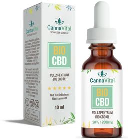 CBD Öl Bio Vollspektrum 20% Tropfen 10 ml mit Cannabidiol | Laborqualität CannaVital®