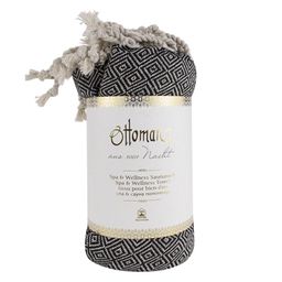 GREENDOOR Hamam Tuch Rautenmuster schwarz
