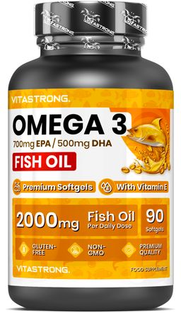 Vitastrong Omega-3 Hochdosiert - 90 Weichkapseln, Reines EPA + DHA