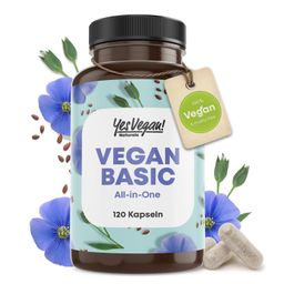 Yes Vegan® Vegan Complex (120 Kapseln) mit B12 K2 D3 Eisen Zink Selen und Omega 3, Mulivitamin