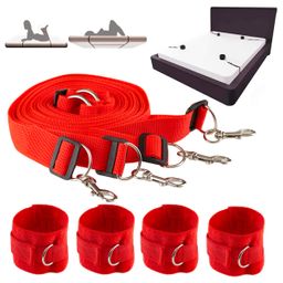 HUGBOX BDSM-Bondage-Set für das Bett – Verstellbare Handschellen und Gurte