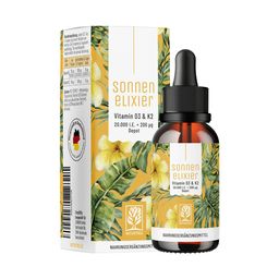 Vitamin D3 K2 vegane Tropfen 20.000 I.E. hochdosiert MK7 30 ml Sonnenelixier NATURTREU®