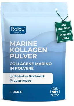 Marine Kollagen Pulver 10.000mg hochdosiert, geschmacksneutral aus Tunafisch - RAIBU