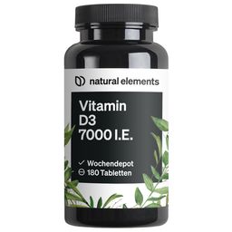 natural elements Vitamin D3 7000 I.E. – 180 Tabletten – das Sonnenvitamin als Wochendepot