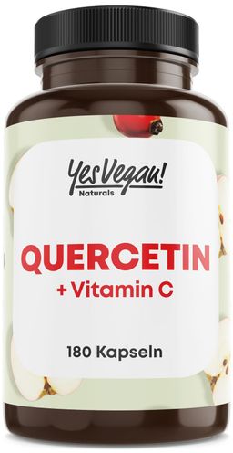 Quercetin hochdosiert 180 Kapslen mit Vitamin C, PREMIUM laborgeprüft