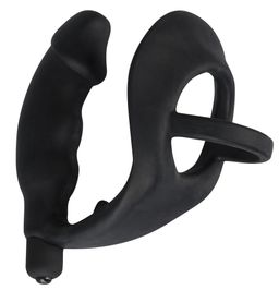 Black Velvets - Vibro-Penisring mit Plug - P-Stimulation