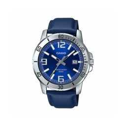 Casio Men's Enticer Blue Leather Band Blue Dial Casual Analog Sporty