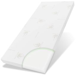 ELONEO Topper, 6 cm hoch, Viskoschaum, für Hausstauballergiker, schadstoffgeprüft, waschbarer Bezug