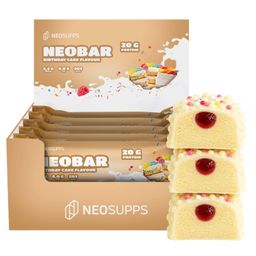 Neosupps Protein Riegel NeoBar Birthday Cake, 12 x 60g,  Eiweißriegel, Proteinsnack für unterwegs