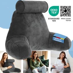 ELONEO Rückenkissen mit Armlehnen für Bett & Sofa waschbarer & abnehmbarer Bezug