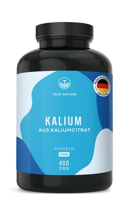 Kalium Kapseln hochdosiert - Kaliumcitrat 2.222mg Tagesdosis - Elektrolyte Kapseln - TRUE NATURE®