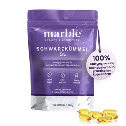 marble© Schwarzkümmelöl – 180 vegane Softgels