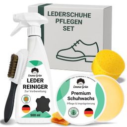 Emma Grün® Lederschuhe pflegen Set mit Reiniger & Wachs