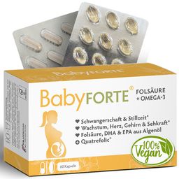 BabyFORTE Folsäure + Omega-3 | vegan | Schwangerschaftsvitamine & Stillzeit | DHA & EPA