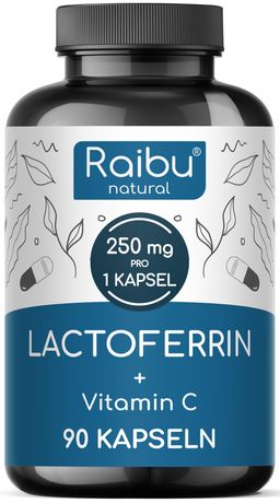Lactoferrin 250 mg hochdosiert - mit Vitamin C - für Eisenaufnahme & Immunsystem - RAIBU