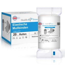 Health Press Mullbinde elastisch – 6 cm x 4 m – Elastische Mullbinden zur Fixierung