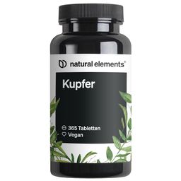 natural elements Kupfer – 365 vegane Tabletten – 2mg Kupfer pro Tagesdosis – geschmacksneutral