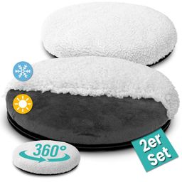 ELONEO 2x Drehkissen ⌀39cm mit Somme & Winter Bezug, 360° drehbar mit rutschsicherer Unterseite