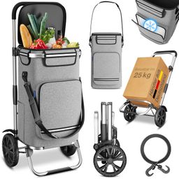 ELONEO Einkaufstrolley faltbar & leicht – nur 2,3 kg 43 l, separate Kühltasche & Spanngurt