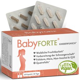 BabyFORTE Kinderwunsch Vitamine | vegan | 800 µg Folsäure, Quatrefolic®, Maca & Q10
