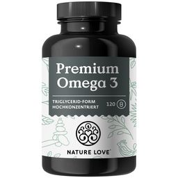 NATURE LOVE® Premium Omega 3 - 120 Kapseln - 1000mg Fischöl/Kapsel mit 80% Omega 3 Anteil EPA & DHA