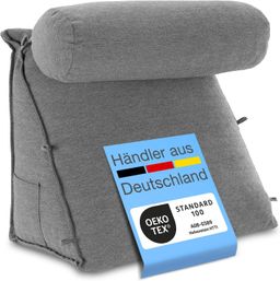 ELONEO Rückenkissen mit Nackenrolle für Bett & Sofa, 55x50x30cm, waschbarer Bezug