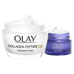 Olay Tages- und Nachtset, Collagen Peptide 24 Tagescreme und Retinol 24 Anti Aging Nachtcreme