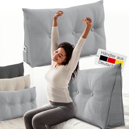 ELONEO Rückenkissen – Keilkissen fürs Bett & Sofa, abnehmbarer Bezug, praktisches Seitenfach Handy