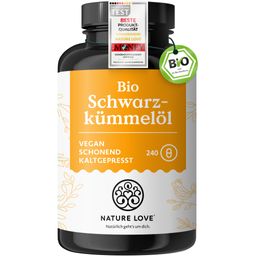 NATURE LOVE® Bio Schwarzkümmelöl - 240 Kapseln - 1000mg/Tag - 50% Linolsäure - kaltgepresst, Ägypten