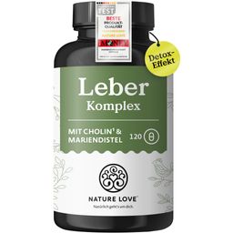 NATURE LOVE® Leber Komplex - 120 Kapseln - Mariendistel, Cholin, Artischockenextrakt, Curcuma & Zink