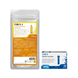 FORA 6 Cholesterin-Teststreifen + FORA Lanzetten 30G - Kompatibel mit FORA 6 Connect