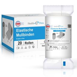 Health Press Mullbinde elastisch – 8 cm x 4 m – Elastische Mullbinden zur Fixierung