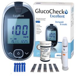 GlucoCheck Excellent Messgeräte-Set (mg/dl) zur Blutzuckerkontrolle
