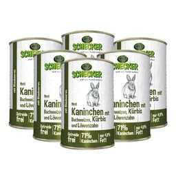 Schecker Nassfutter - Hundemenü mit (71%) Kaninchen - Buchweizen - Kürbis - fettarm