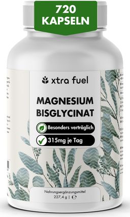 XTRA FUEL Magnesium Bisglycinat - Hochdosiertes Magnesium aus bewährter Glycinat-Verbindung