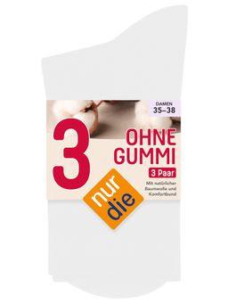 NUR DIE Socken Ohne Gummi 3er Pack - weiß - 39-42