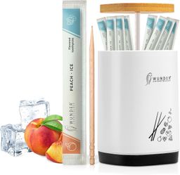 Wunder Zahnstocher  - 100x Zahnstocher einzeln verpackt Pfirsich Eis + 1x Zahnstocherspender