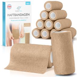 Health Press Haftbandage – Selbstklebender Verband 10 cm x 4,5 m – 12 Rollen