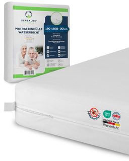 Sensalou Matratzenbezug mit Reissverschluss wasserdicht 180x200x20cm Encasing für Allergiker