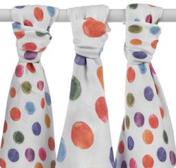 xkko Bamboo-Mullwindel Digitaldruck 70x70 Set Watercolour Polka Dots