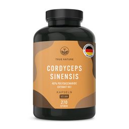 TRUE NATURE® Cordyceps Sinensis Kapseln 10:1 Extrakt - 40% bioaktive Polysaccharide - Vegan