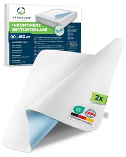 Sensalou Inkontinenz Unterlage 90x160 cm Matratzenauflage 2er Pack wasserdicht&waschbar