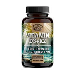 Vitamin D3 K2 - D3 K2 Hochdosiert -Vegan- 10000IE je Tablette DE SCHEUNENGUT® 180 Stück