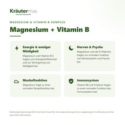 Kräutermax Magnesium 375 mg und Vitamin B Komplex Kapseln