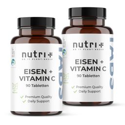 nutri+ Eisen Tabletten + Vitamin C - 180 Eisentabletten 50mg
