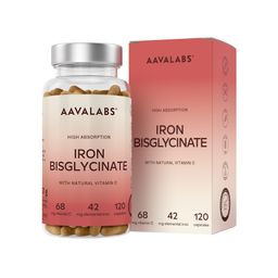 Aavalabs Eisenbisglycinat mit Vitamin C | Hochdosiert für Eisenmangel