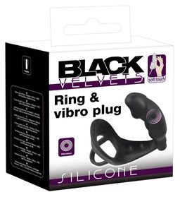 Penis-/Hodenring „Ring & Vibro Plug“ mit Vibro-Analplug | Mit Vibration | Black Velvets