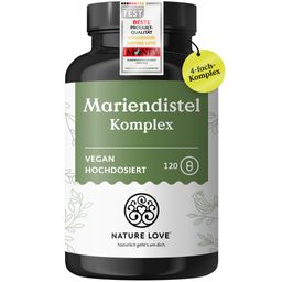 NATURE LOVE® Mariendistel, Artischockenextrakt, Löwenzahn & Desmodium 4-fach Komplex - 120 Kapseln
