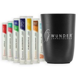 Wunder Zahnstocher mit Geschmack - 80x Zahnstocher einzeln Verpackt + 1x Zahnstocherbecher